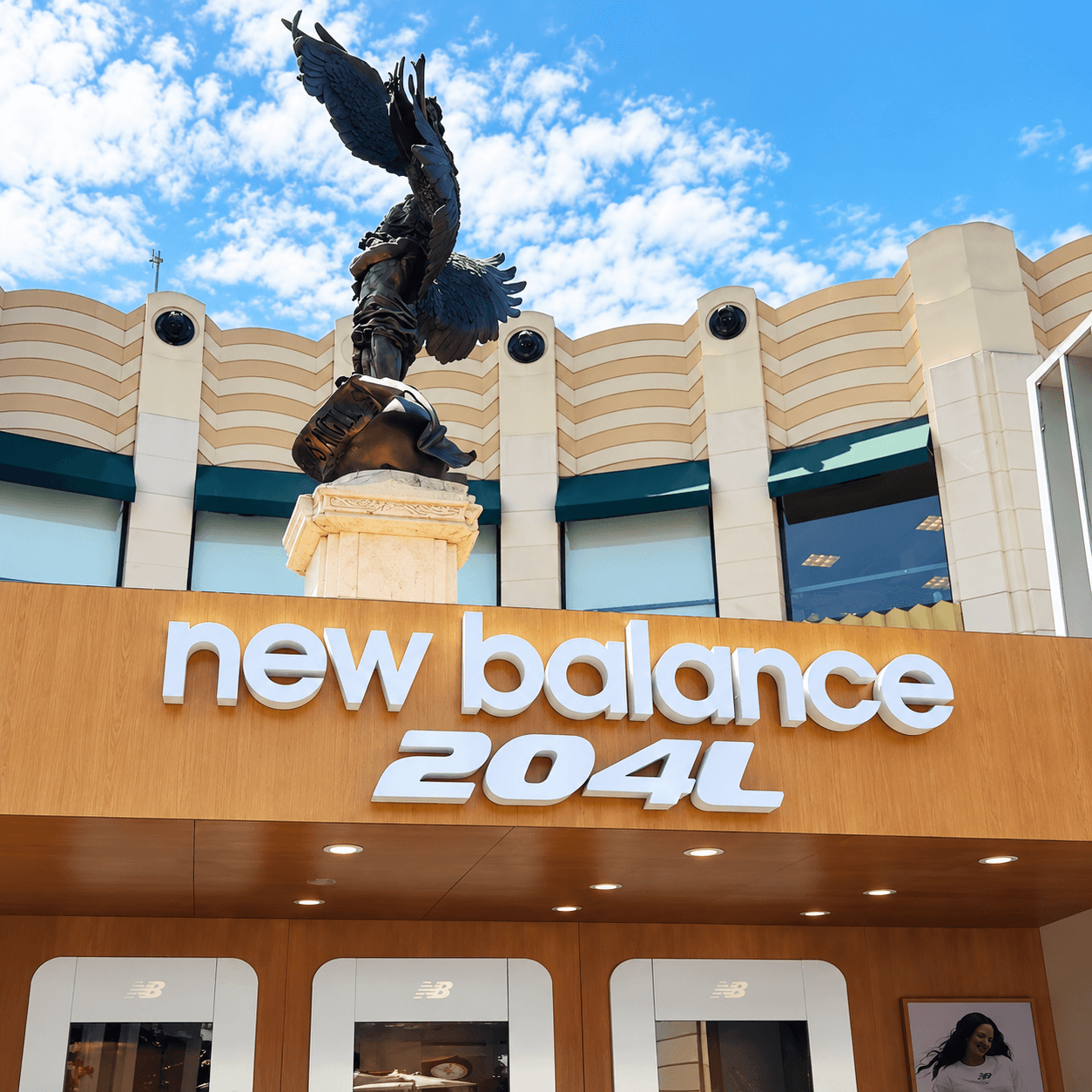New Balance 204L white front-lit channel letters at The Grove Los Angeles
