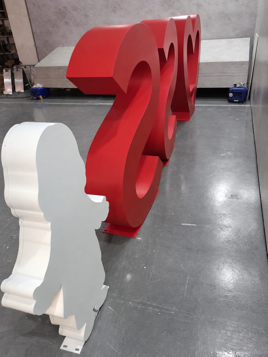 Side view showing the depth of Sacred Heart outdoor dimensional letters